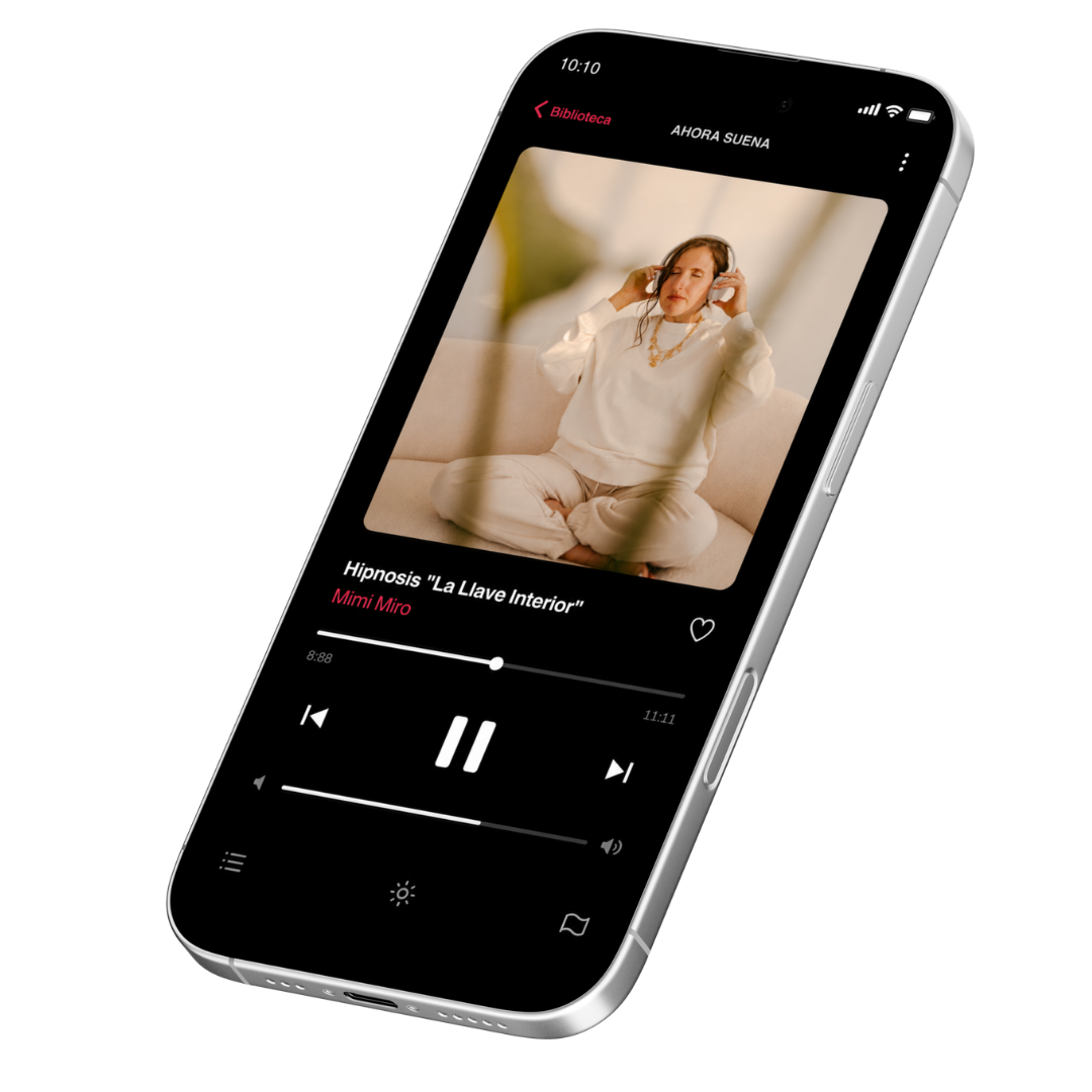 Mockup de iPhone con la hipnosis La Llave Interior